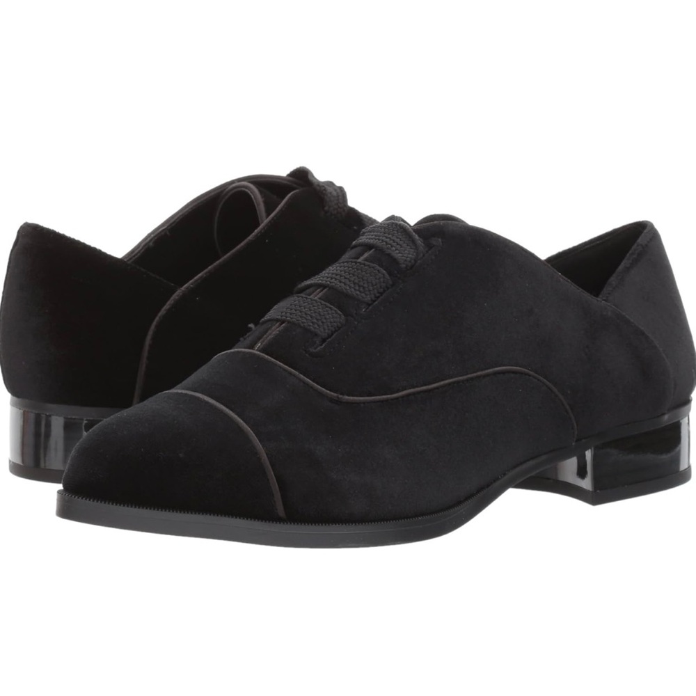 Nine West Noceda Black Velvet Oxford Shoes 8.5